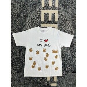 Vtg 90s I love My Dog Shirt X-L Shoe Box Greetings Hallmark Single Stitch Whit